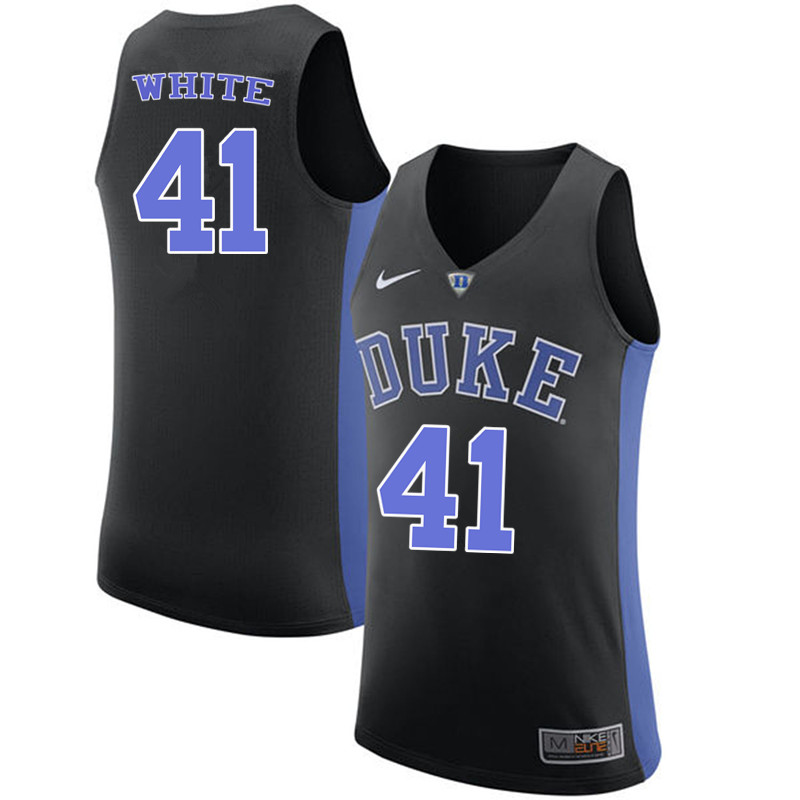 Men #41 Jack White Duke Blue Devils College Basketball Jerseys-Black - Click Image to Close